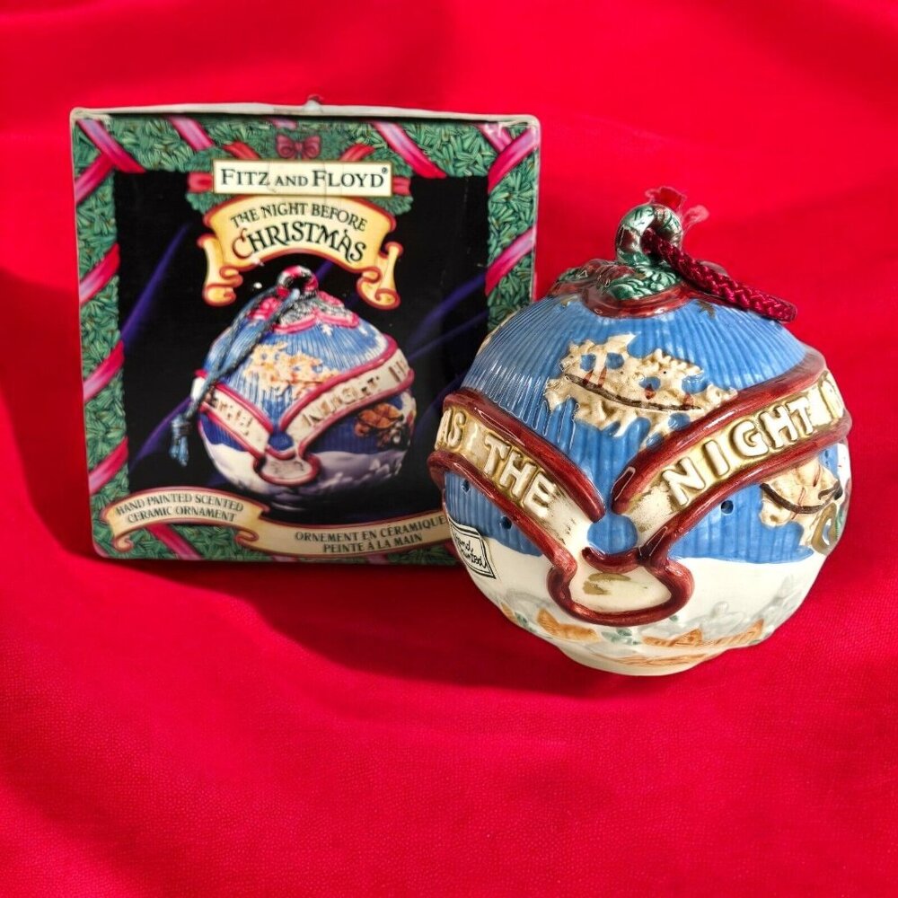 Fitz and Floyd Hand Painted Christmas‎ Ornament Twas The Night Before Christmas